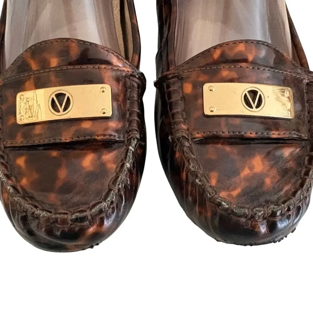 VIONIC Sydney Tortoise Patent Leather Driving Loafers Moc Flats Preppy Classic
